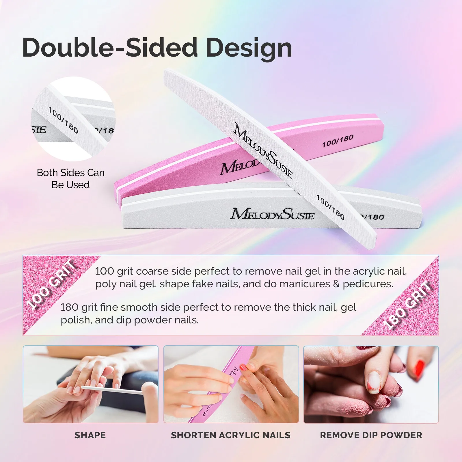 16Pcs Professional Nail Files and Buffers Kit - 100/180 Grit