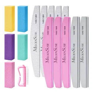 16Pcs Professional Nail Files and Buffers Kit - 100/180 Grit
