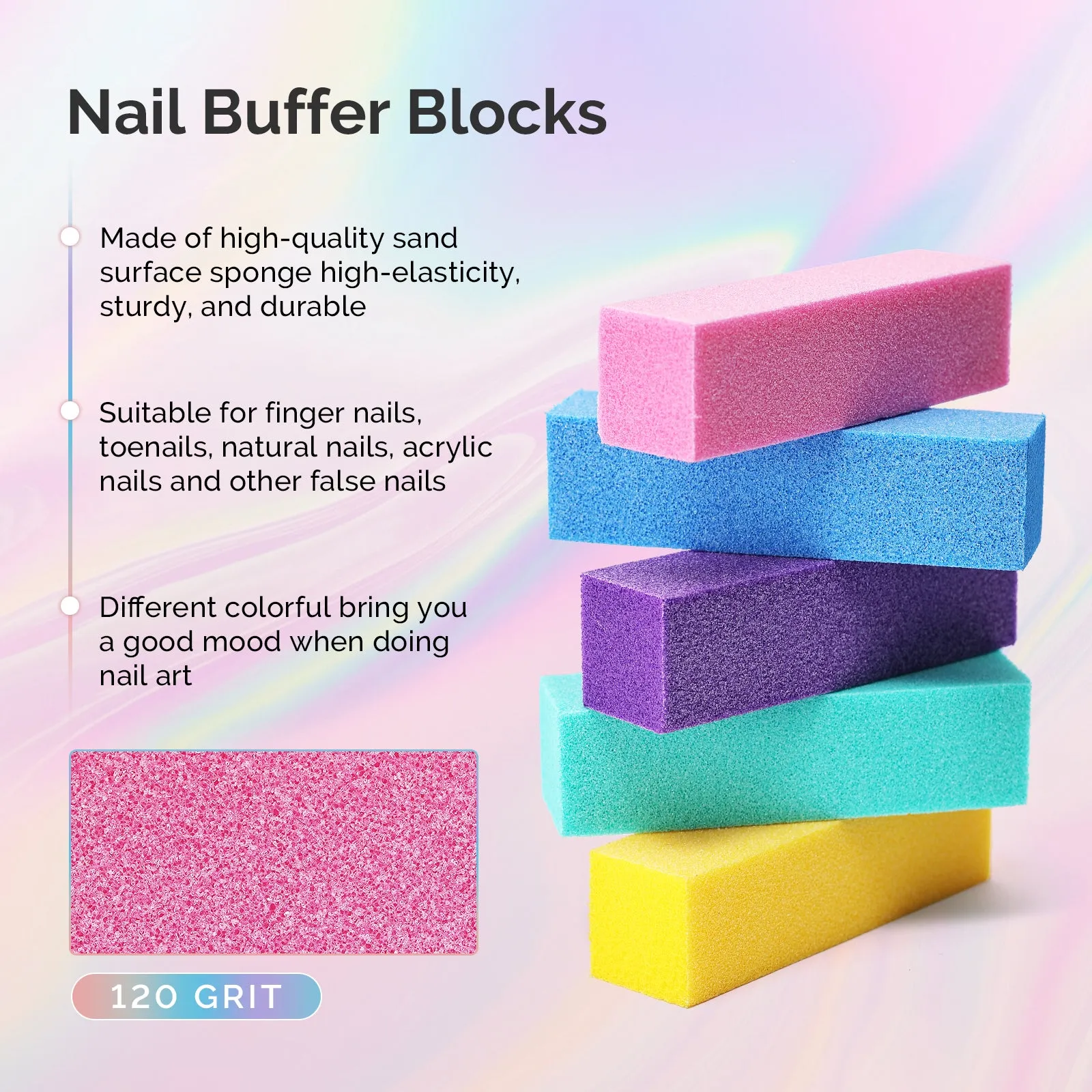 16Pcs Professional Nail Files and Buffers Kit - 100/180 Grit