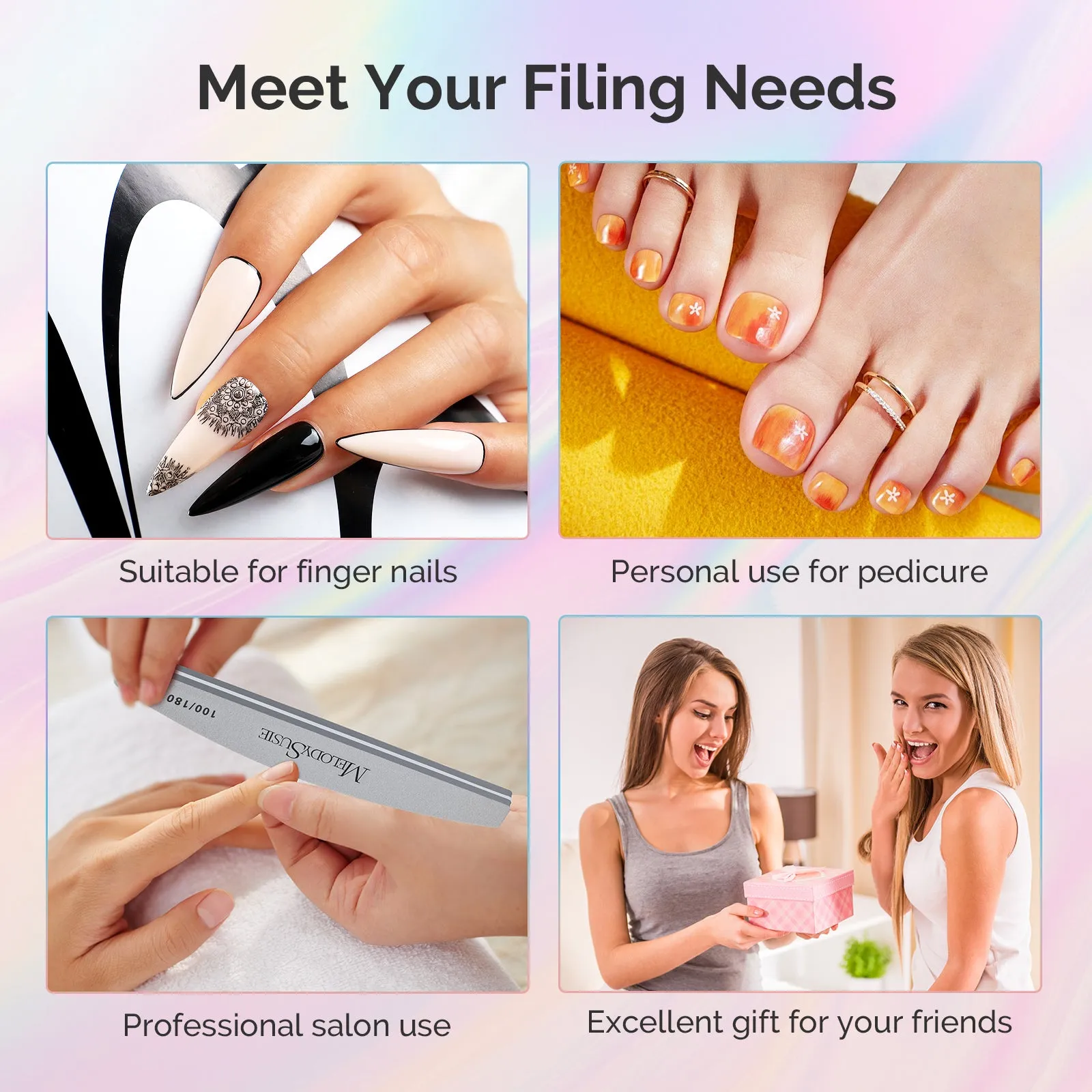 16Pcs Professional Nail Files and Buffers Kit - 100/180 Grit