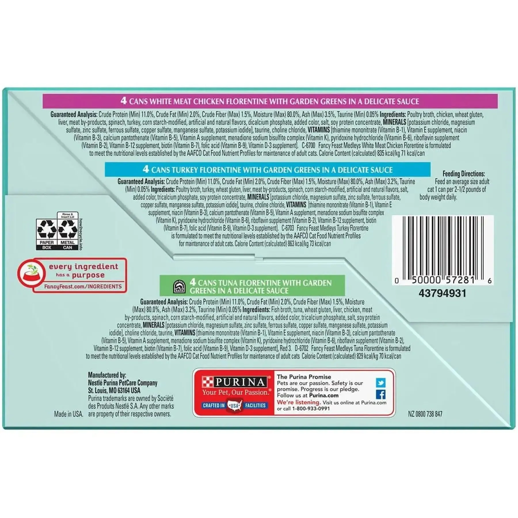 (2 Pack) Purina Fancy Feast Medleys Florentine Wet Cat Food Variety Pack