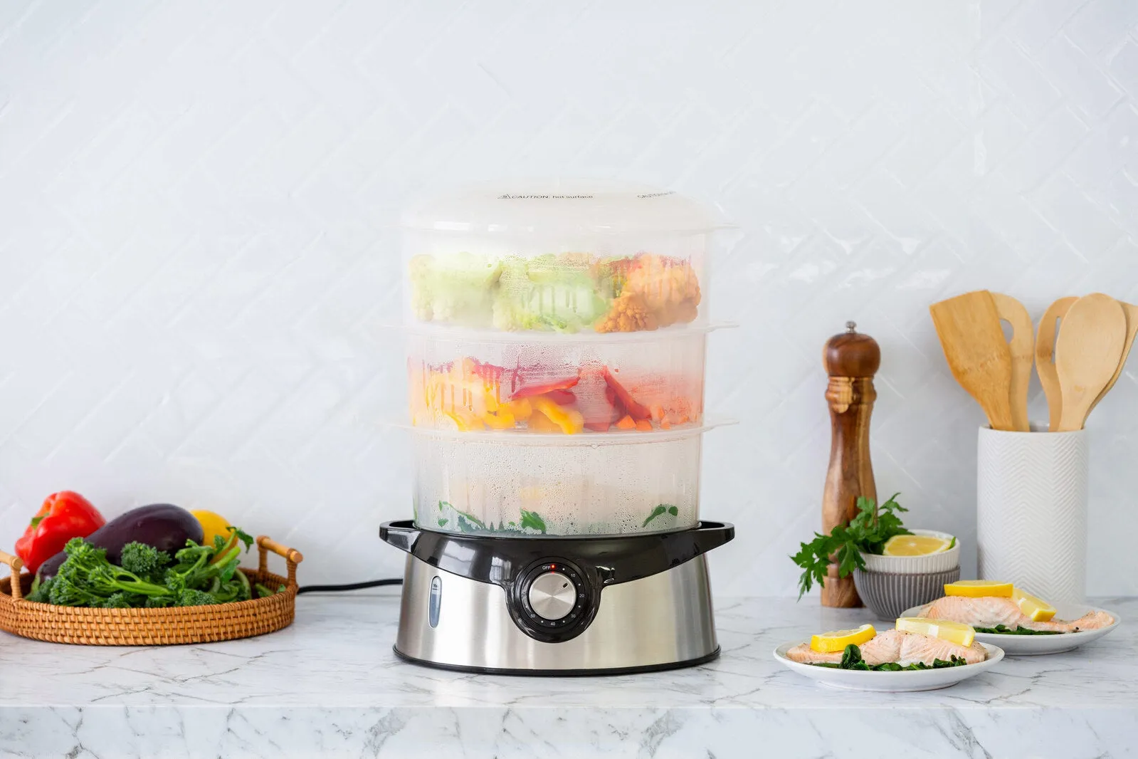 3-Tier Food Steamer with Stainless Steel Base | Multi-Function Cooking