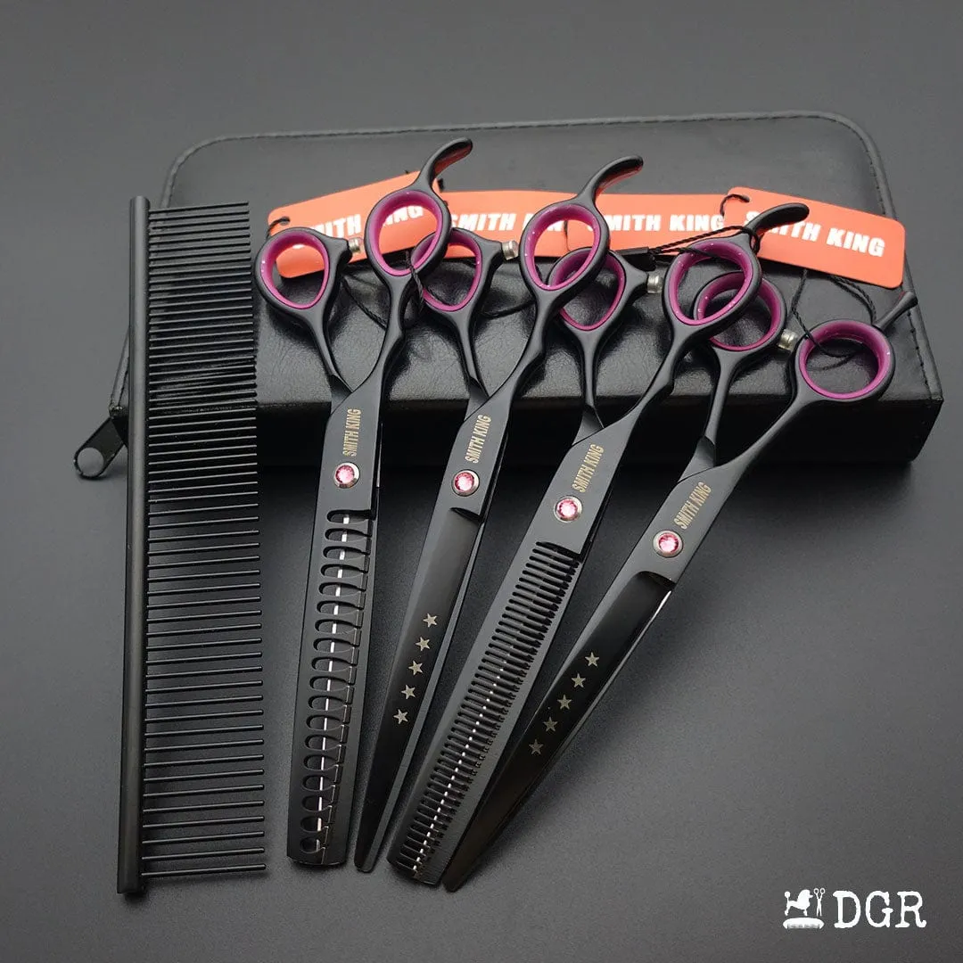 7“ Pro. PET GROOMING Shears 4Pcs set-Black-comb-USA warehouse available