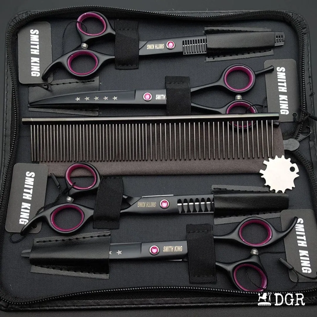 7“ Pro. PET GROOMING Shears 4Pcs set-Black-comb-USA warehouse available