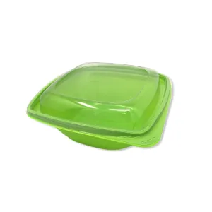 750ml Green Square PET Salad Bowls And Lids