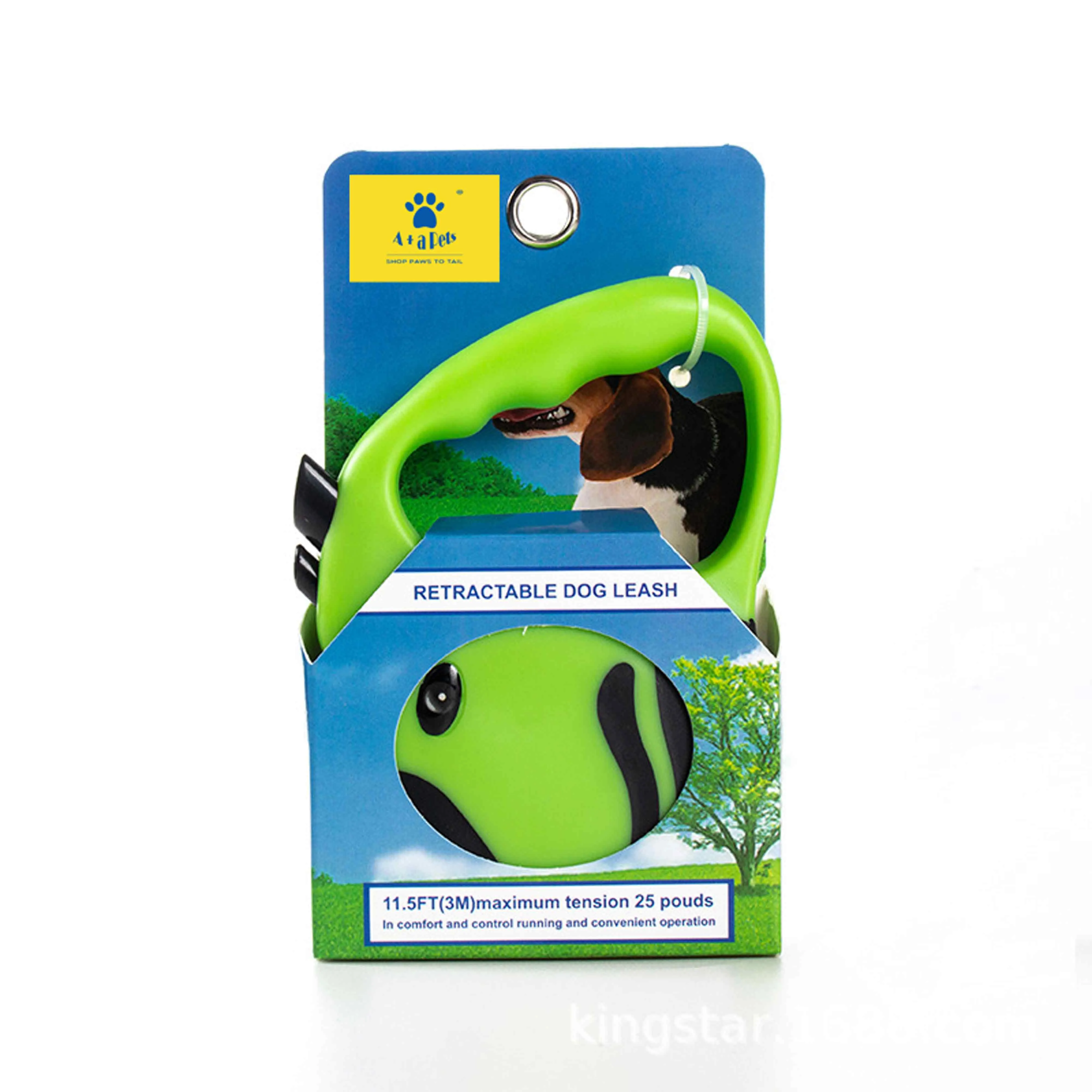 A a Pets' Retractable Leash with Lock-Unlock Technology-Green (5 meters)