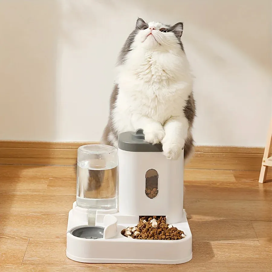 Automatic Pet Feeder with Large Capacity and Water Fountain – Elevated Feeding Station for Cats and Dogs
