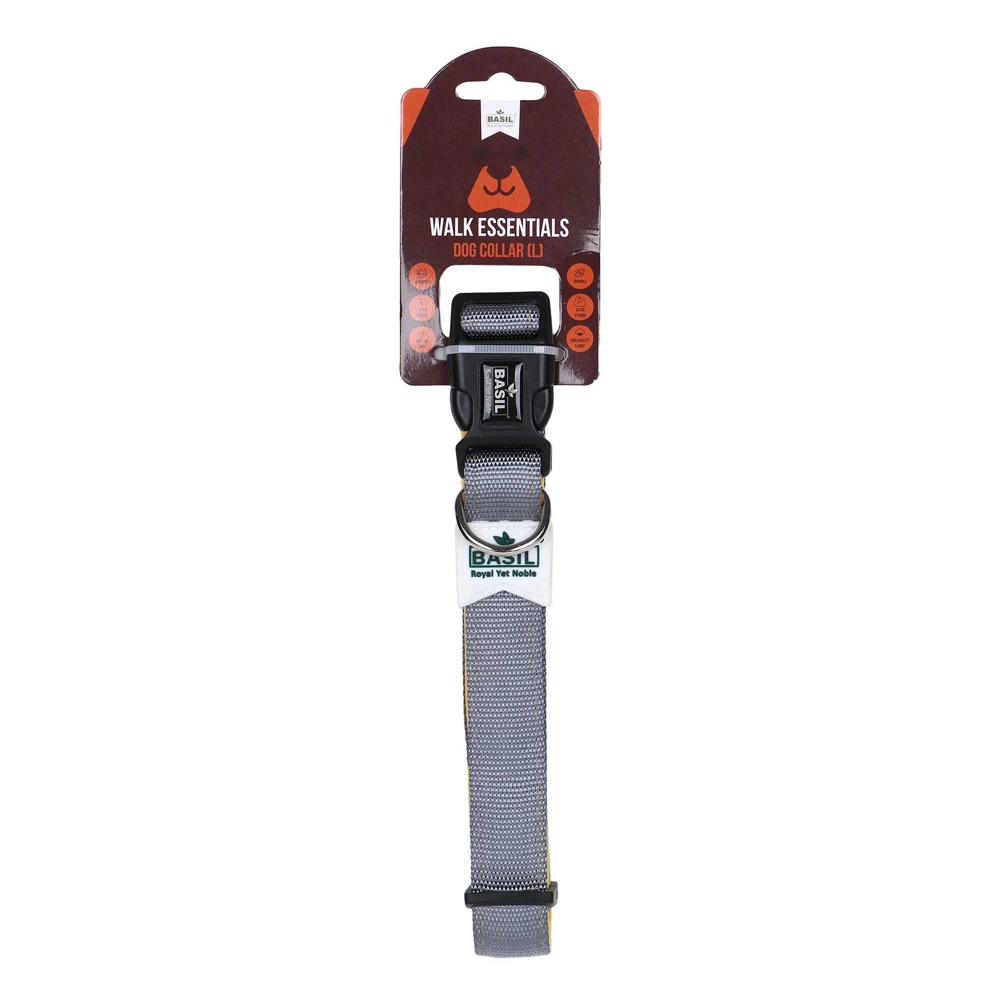 Basil Padded Adjustable Collar for Dogs & Puppies (grey)