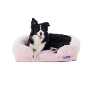 Charlie's Teddy Fleece Orthopedic Memory Foam Sofa Dog Bed with Bolster Pink Small