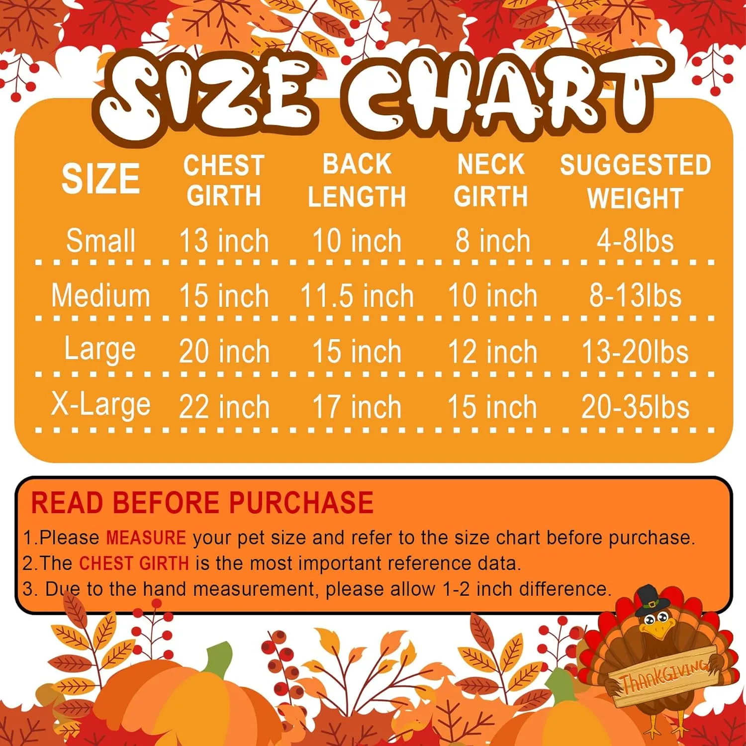 Dog Thanksgiving Sweater, Knitted Thanksgiving Fall Holiday Dog Sweaters Outfit Clothes for Small Medium Large Dogs Pets (Orange, Small)