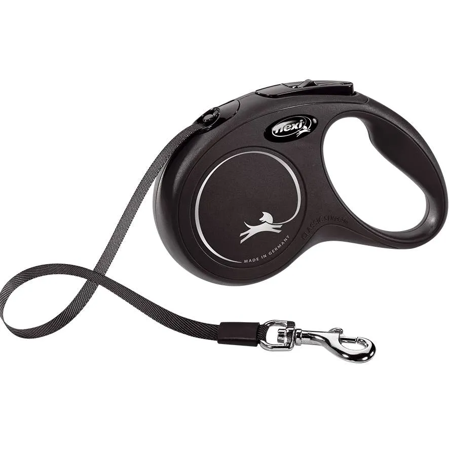 Flexi Classic Tape Retractable Dog Lead Black