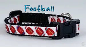 Football cat or small dog collar 1/2" wide adjustable handmade bell or leash Petcollarshandmade