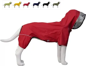 Four-Legged Full Coverage Waterproof Dog Raincoat with Reflective Features Pet Raincoats for Large Medium Small Dogs Red L