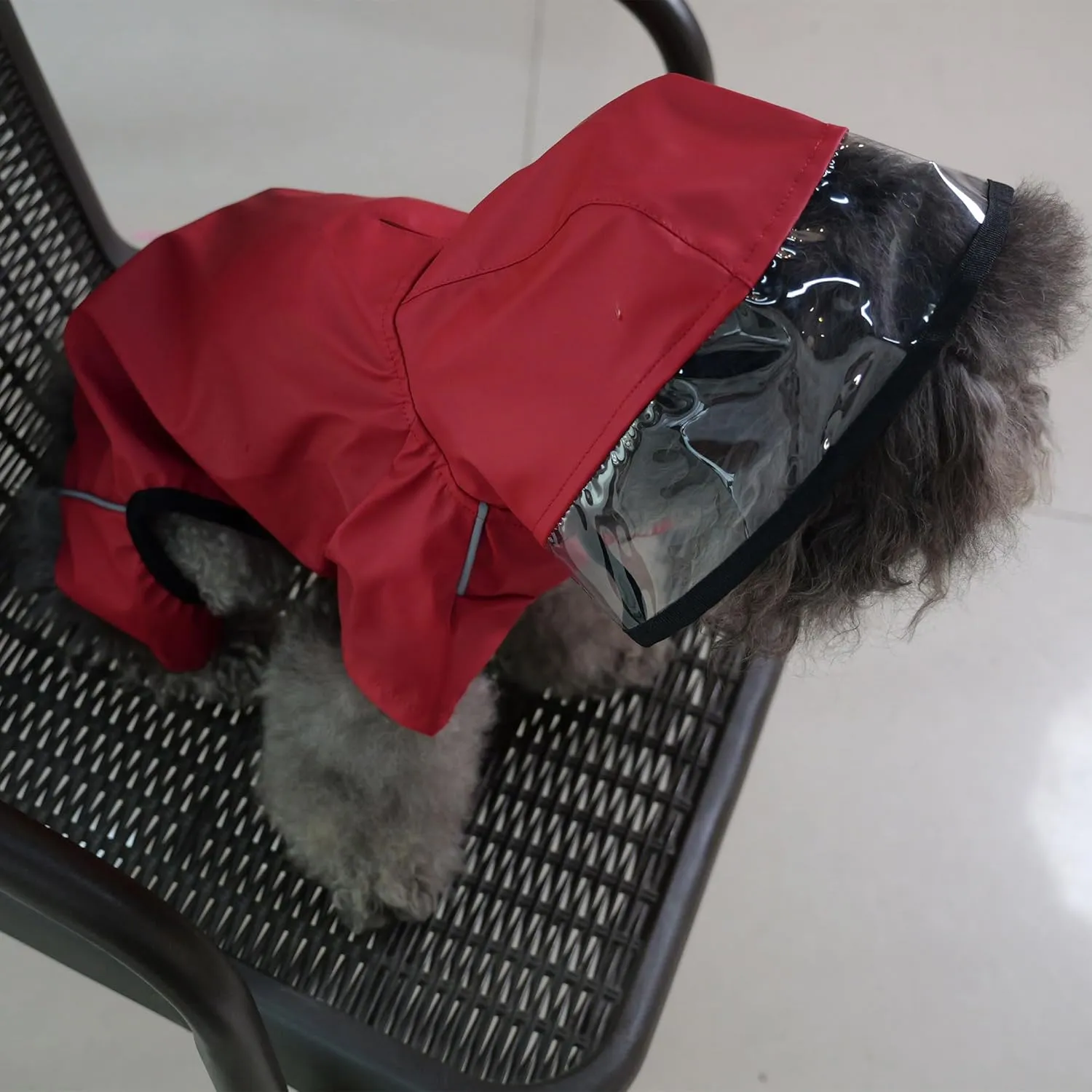 Four-Legged Full Coverage Waterproof Dog Raincoat with Reflective Features Pet Raincoats for Large Medium Small Dogs Red L