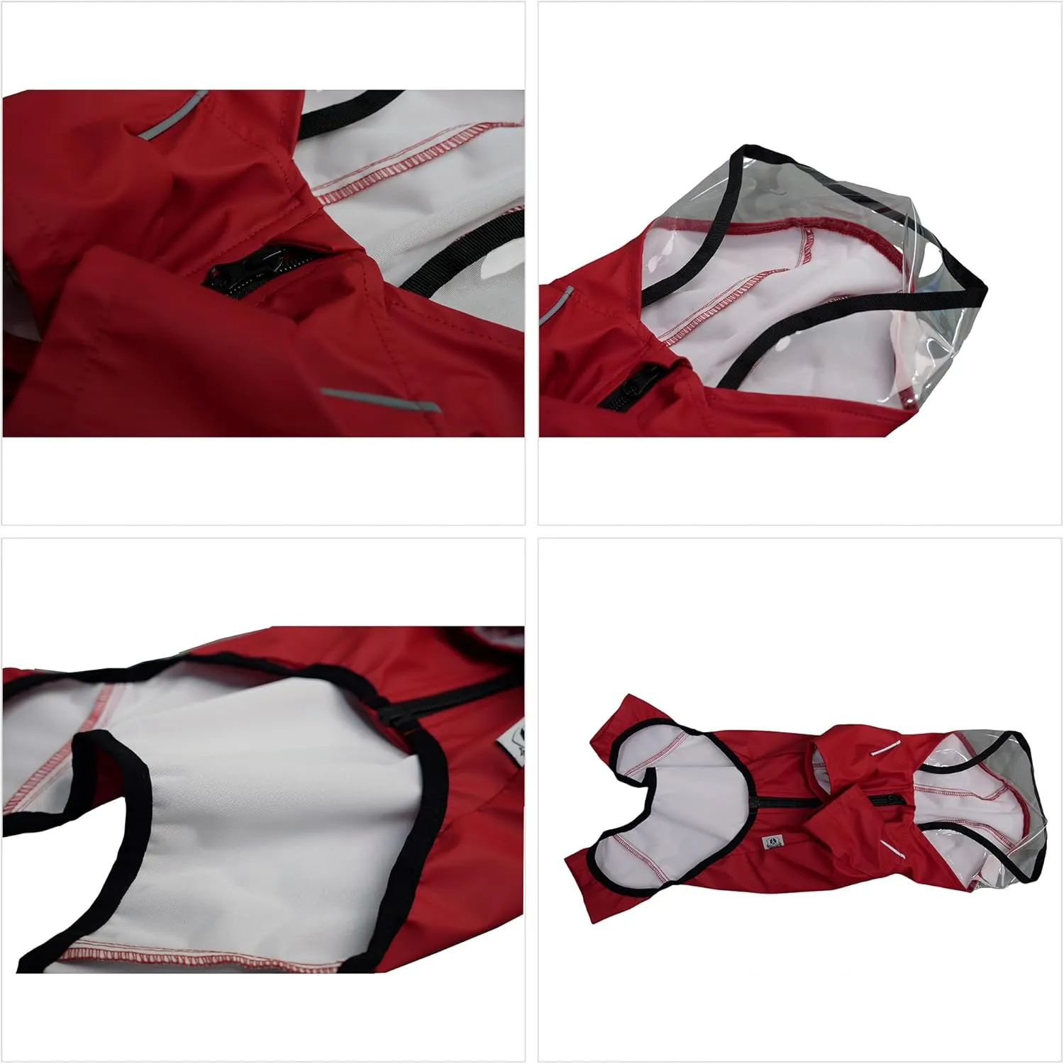 Four-Legged Full Coverage Waterproof Dog Raincoat with Reflective Features Pet Raincoats for Large Medium Small Dogs Red L