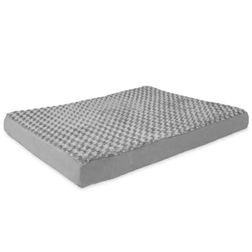 FurHaven Pet Dog Bed | Deluxe Orthopedic Ultra Plush Mattress Pet Bed for Dogs & Cats, Gray, Jumbo