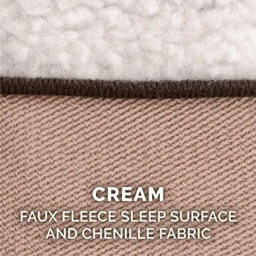 FurHaven Pet Dog Bed | Orthopedic Faux Fleece & Chenille Soft Woven Sofa-Style Couch Pet Bed for Dogs & Cats, Cream, Jumbo