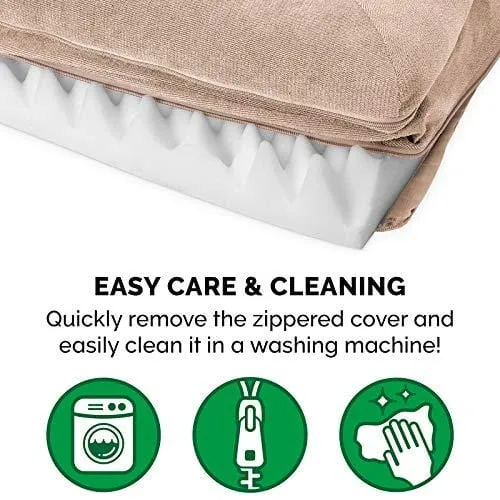 FurHaven Pet Dog Bed | Orthopedic Faux Fleece & Chenille Soft Woven Sofa-Style Couch Pet Bed for Dogs & Cats, Cream, Jumbo