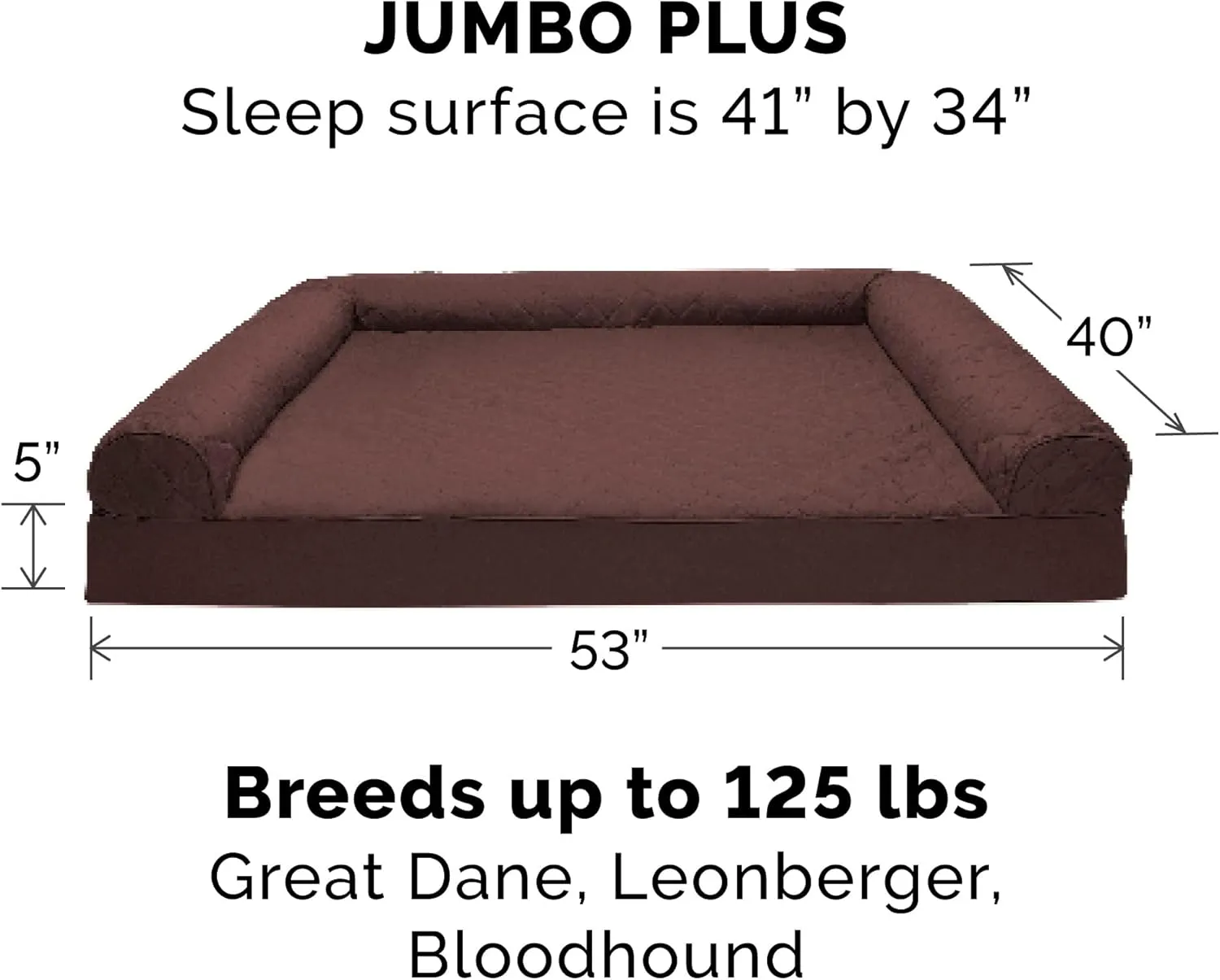 Furhaven Replacement Dog Bed Cover Quilted Sofa-Style, Machine Washable - Coffee, Jumbo Plus (XX-Large)