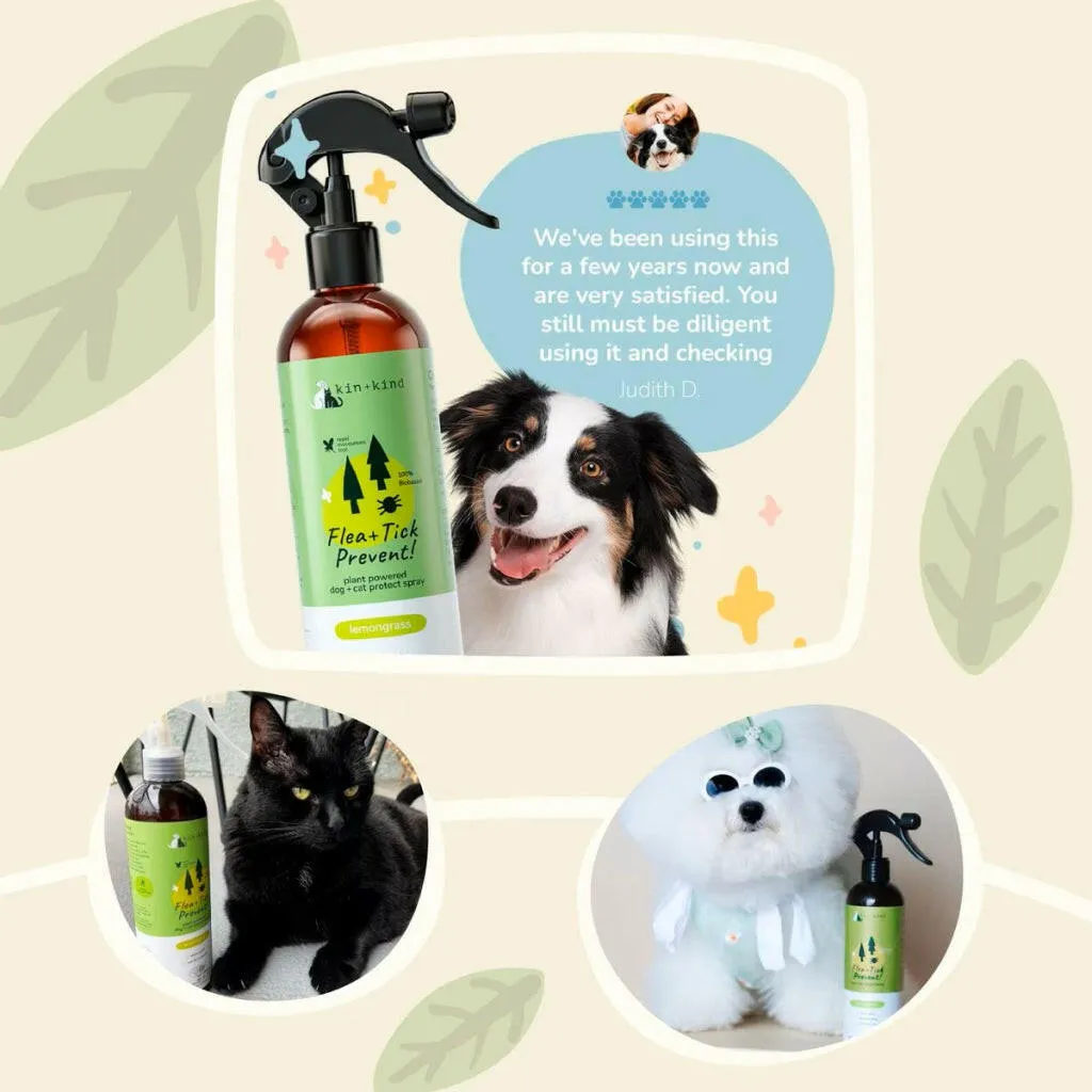 kin kind Flea   Tick Prevent Lemongrass Spray for Dogs & Cats (12 oz)