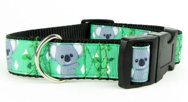 Koala Bear dog collar Handmade adjustable buckle collar 1" wide or leash Petcollarshandmade