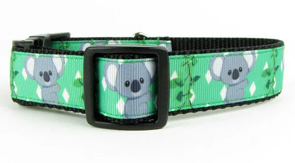 Koala Bear dog collar Handmade adjustable buckle collar 1" wide or leash Petcollarshandmade