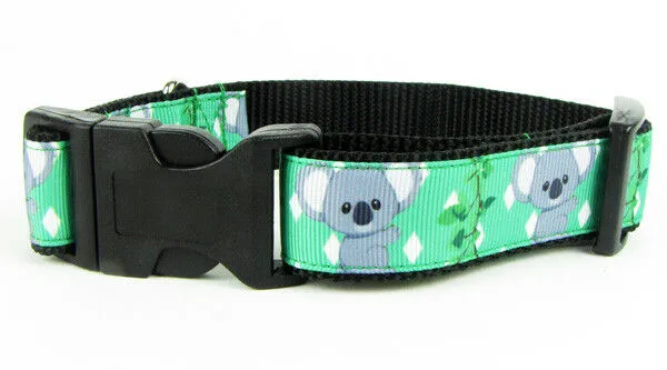 Koala Bear dog collar Handmade adjustable buckle collar 1" wide or leash Petcollarshandmade