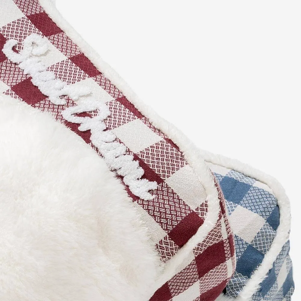 Large Classic Check Headrest Rectangle Orthopedic Dog Bed - Dreamy wave