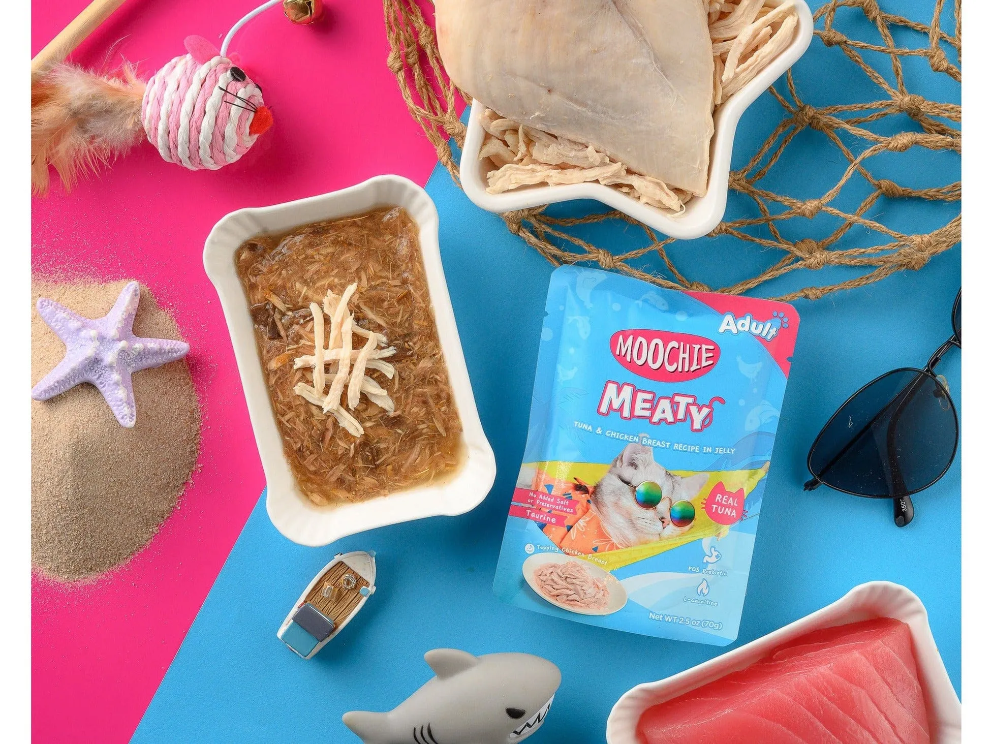Moochie Meaty Tuna & Chicken Breast Recipe In Jelly  70G  Pouch
