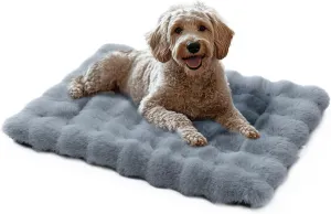 Mora Pets Dog Crate Pad Fluffy Plush Dog Bed Mat Blanket for Medium Dogs Washable Crate Mat for Cages Kennel Pad Soft Flat Pet Cat Cushion Faux Fur Anti Slip Grey 30 x 19''