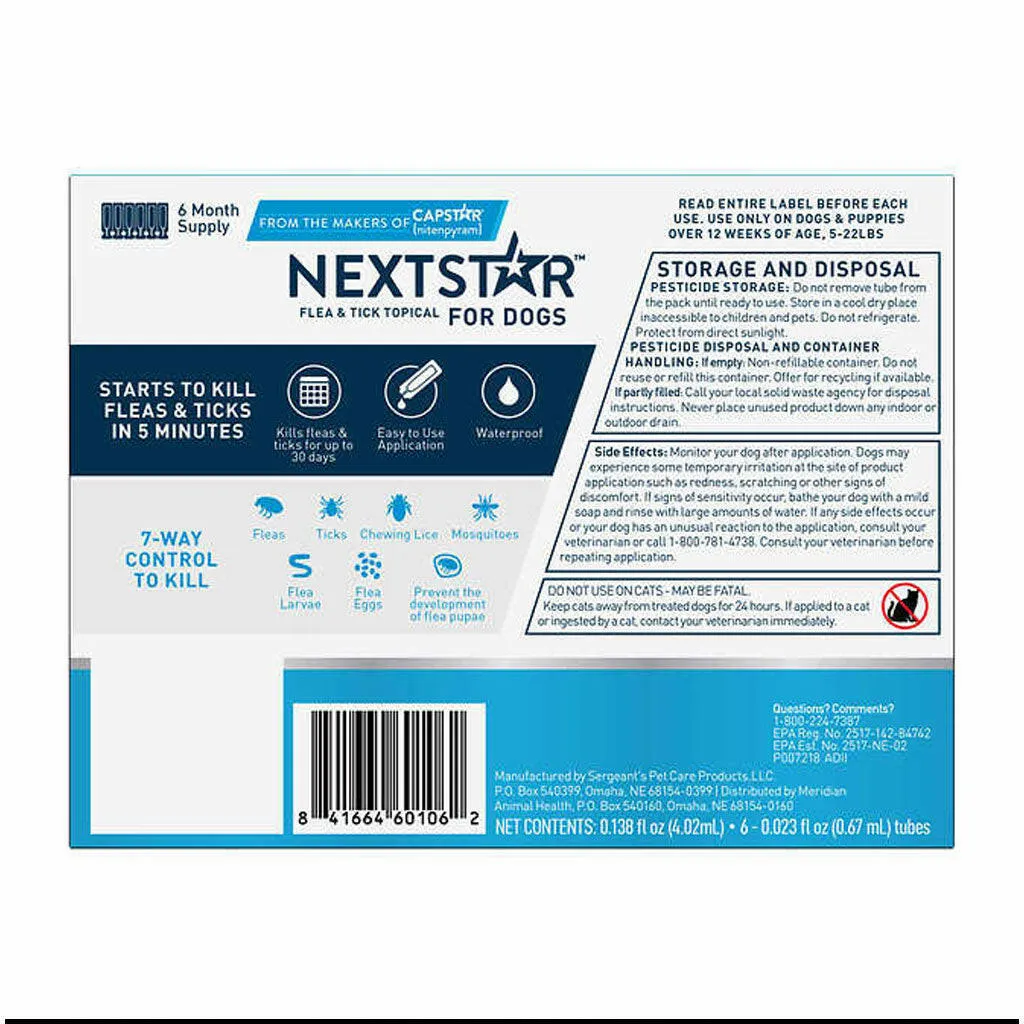 Nextstar Flea & Tick Topical for Small Dogs, 5-22 lbs