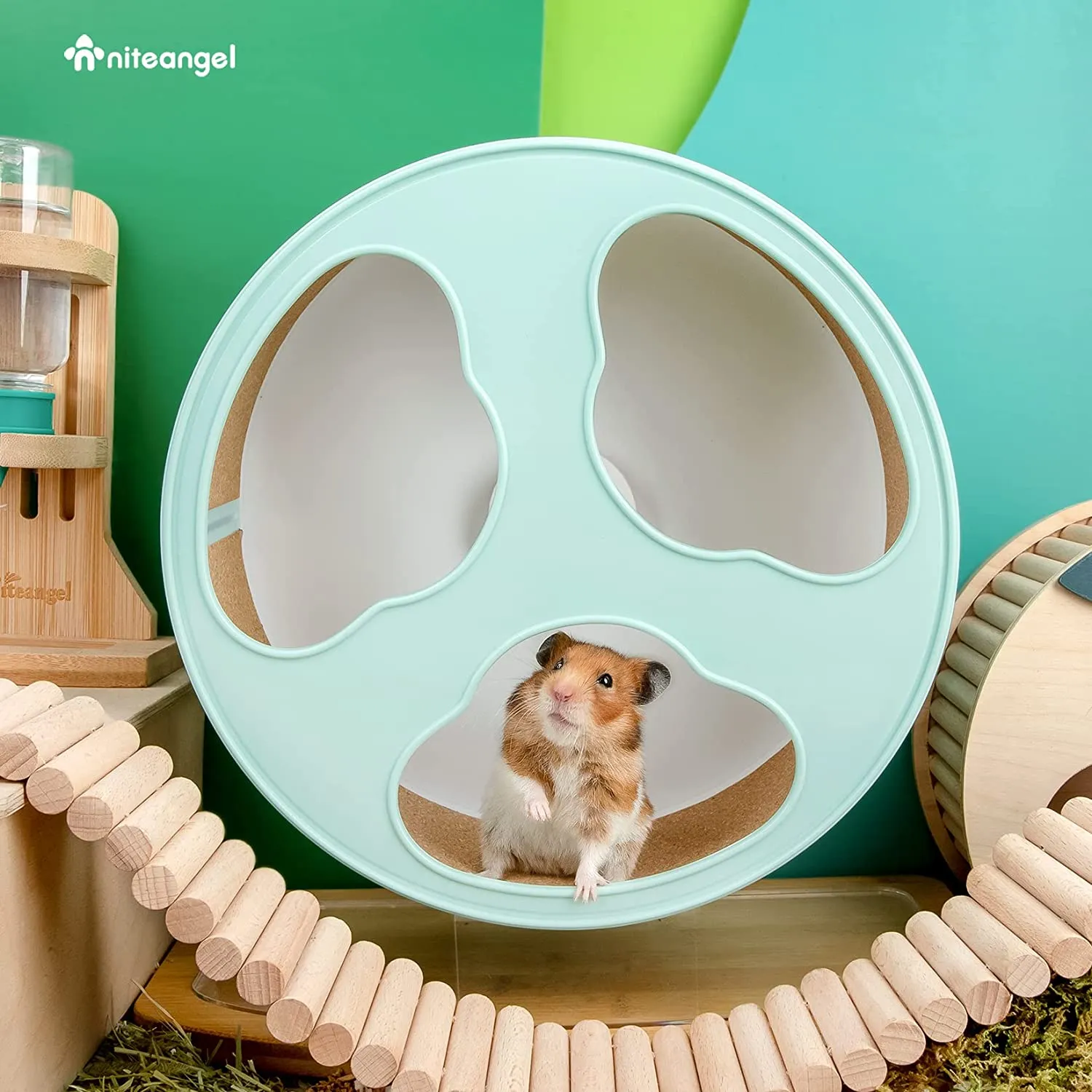 Niteangel Quiet Hamster Exercise Wheel - Clouds Series Hamster Running Wheels for Dwarf Syrian Hamsters Gerbils Mice or Other Small Sized Pets
