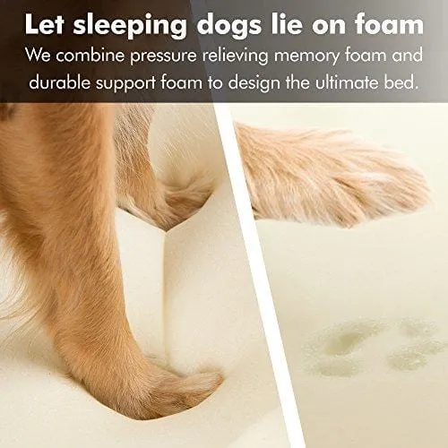 Orthopedic Dog Bed Lounge Sofa Removable Cover 100% Suede 4" Mattress Memory-Foam Premium Prestige Edition 44" x 34" x 10" Pewter Grey XL