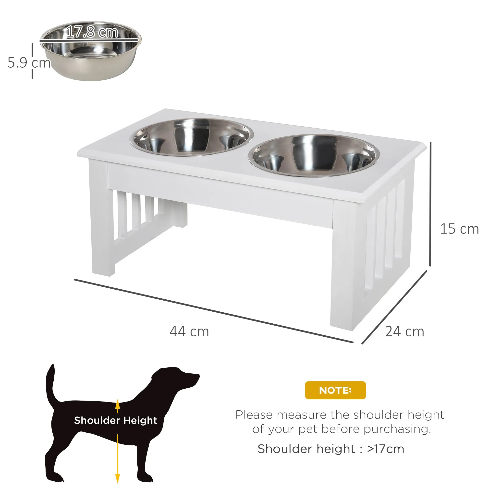 PawHut Raised Dog Bowls Pet Feeder Raised Elevated Stainless Steel Food Water