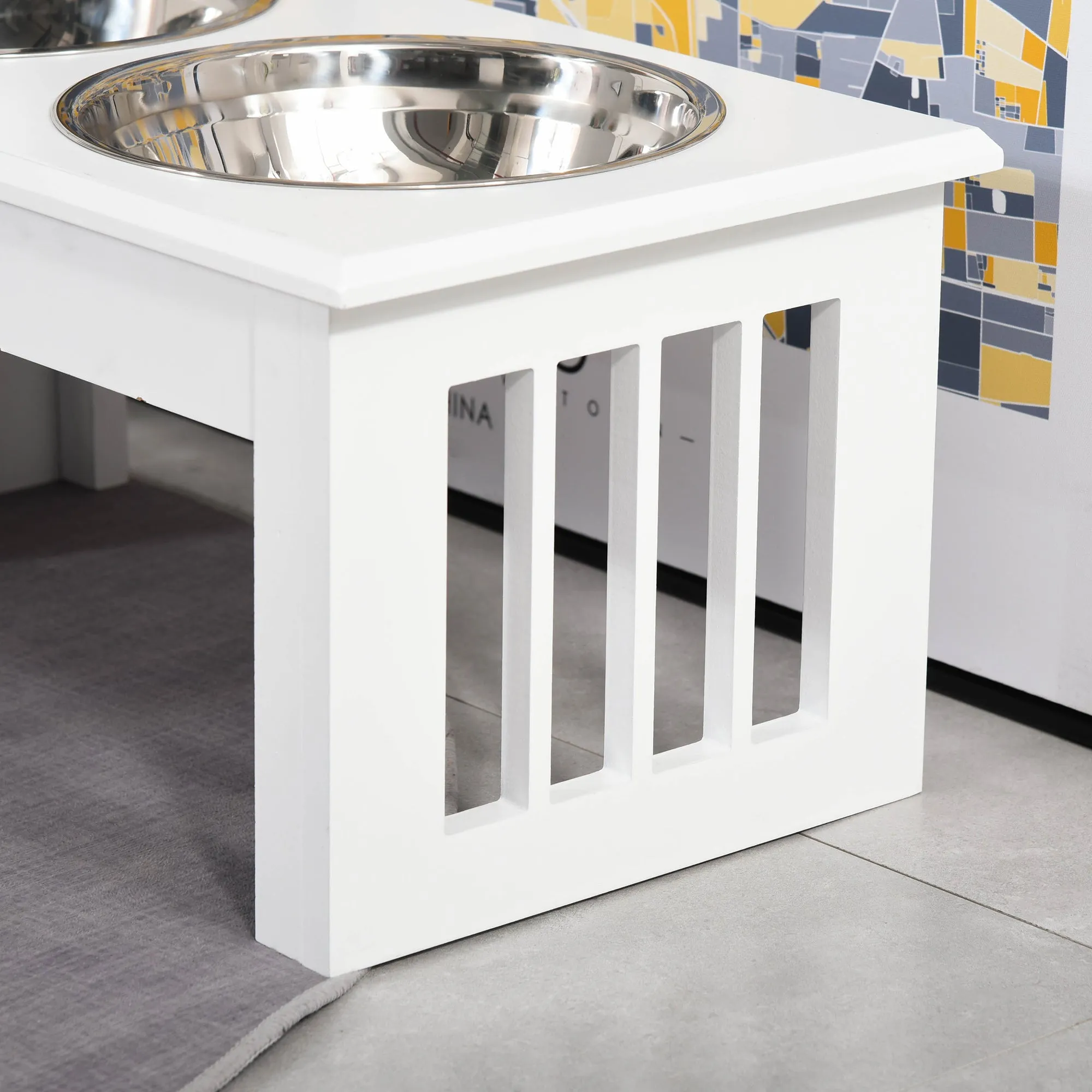PawHut Raised Dog Bowls Pet Feeder Raised Elevated Stainless Steel Food Water