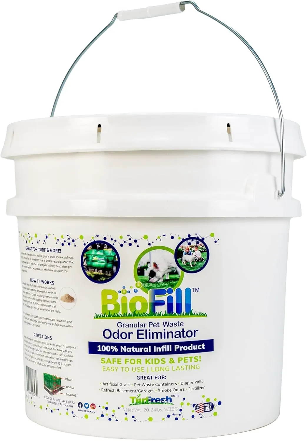Pet Deodorizer Granular Infill for Artificial Grass Turf, All Natural Dog Urine Neutralizer, Outdoor Use 3.5 Gallon Pail