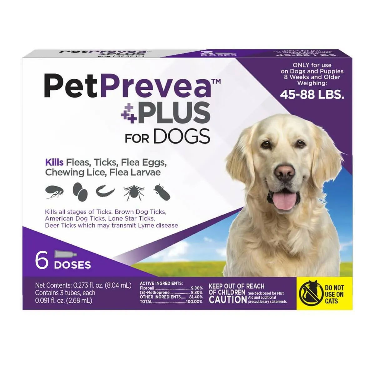 PetPrevea Plus Topical Treatment for Dogs 45-88 lbs