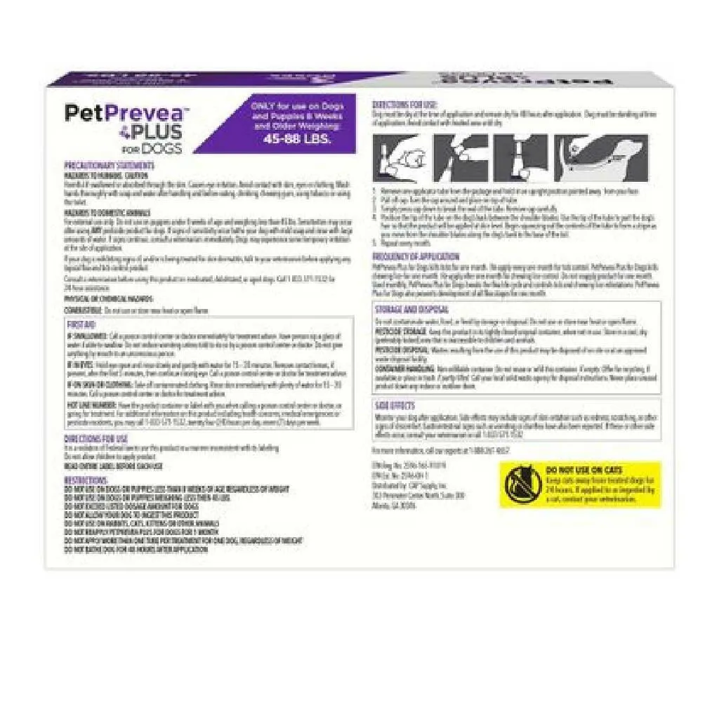 PetPrevea Plus Topical Treatment for Dogs 45-88 lbs