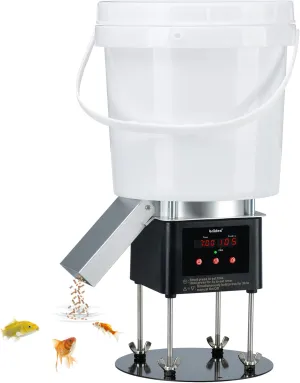 Pond Fish Feeder, Briidea Automatic Pond Fish Feeder, 4L Capacity, Animal-Proof Design, Low Battery Alert, Ideal for Daily Use and Vacation Feeding