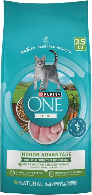 Purina ONE Natural, Low Fat, Weight Control, Indoor Dry Cat Food,  Plus Indoor Advantage - 3.5 lb. Bag