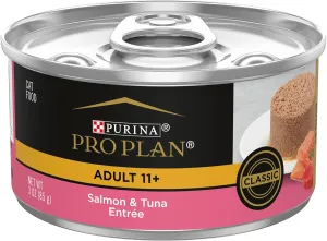 Purina Pro Plan Pate High Protein Senior Wet Cat Food, SENIOR 11  Salmon & Tuna Entree - (Pack of 24) 3 oz. Pull-Top Cans