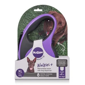 Retractable Dog Lead w/ Poop Bag Dispenser - 8 metre - up to 50kg