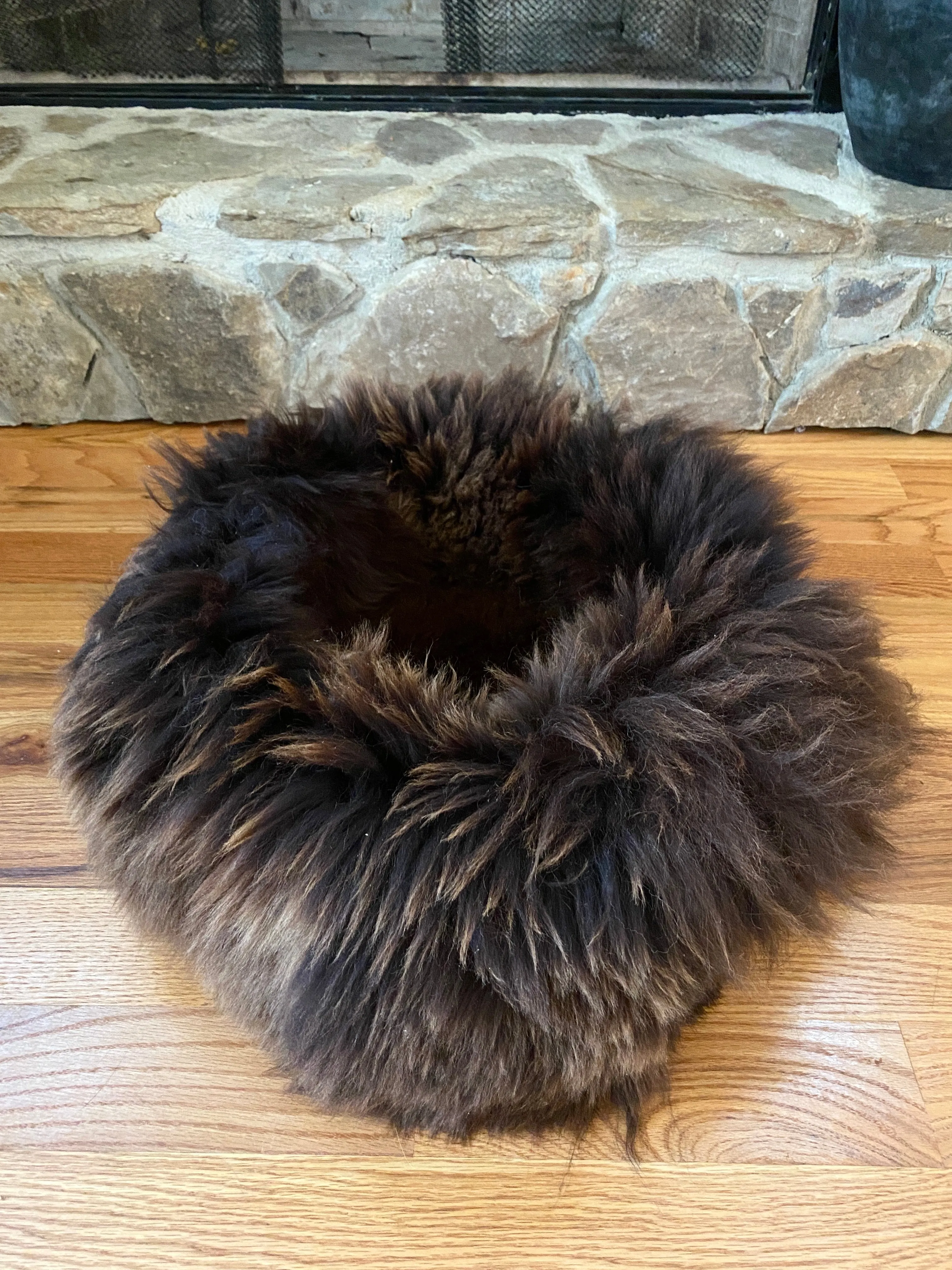 SMALL  Dark Brown Sheepskin Pet Bed