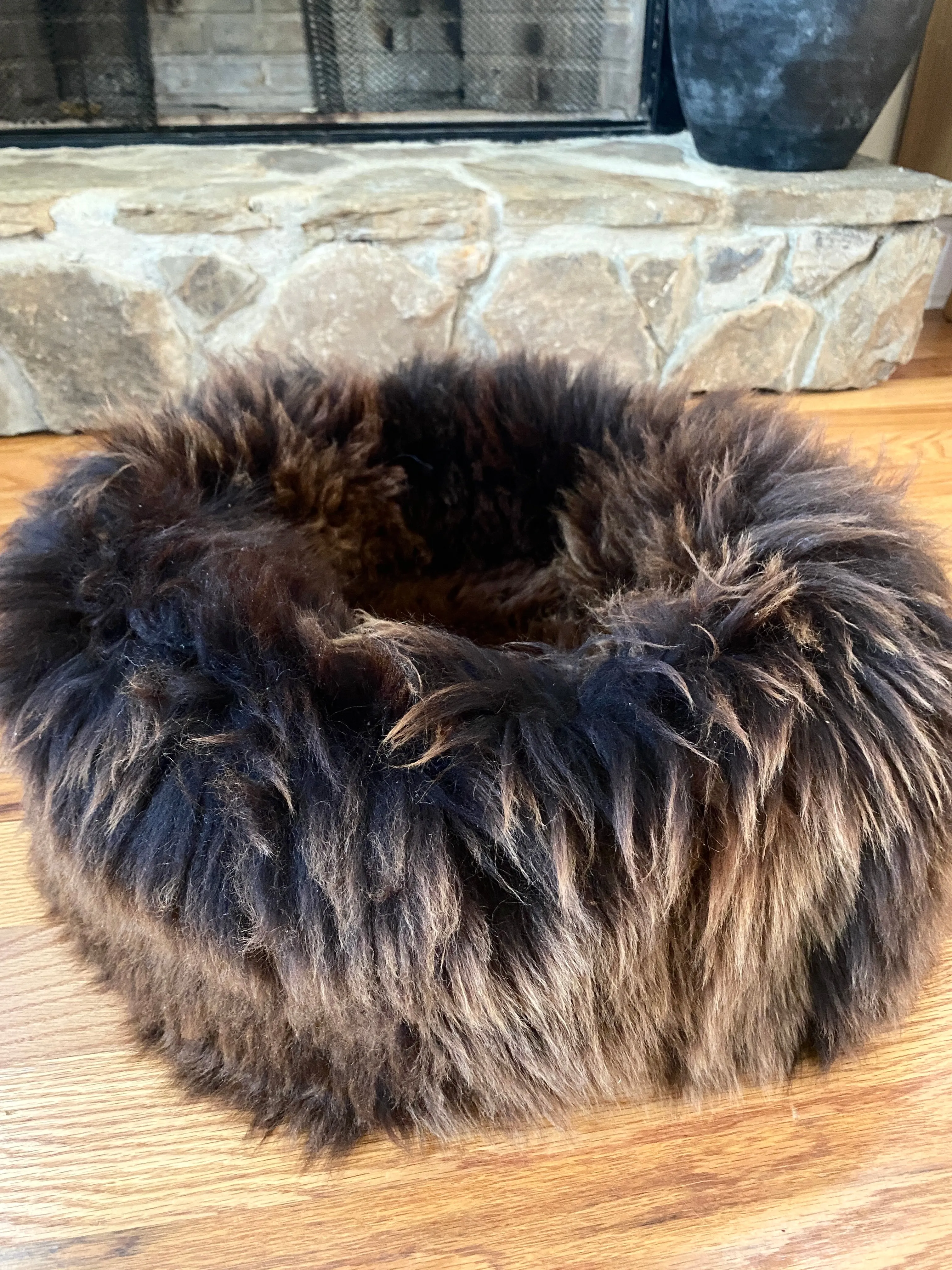 SMALL  Dark Brown Sheepskin Pet Bed