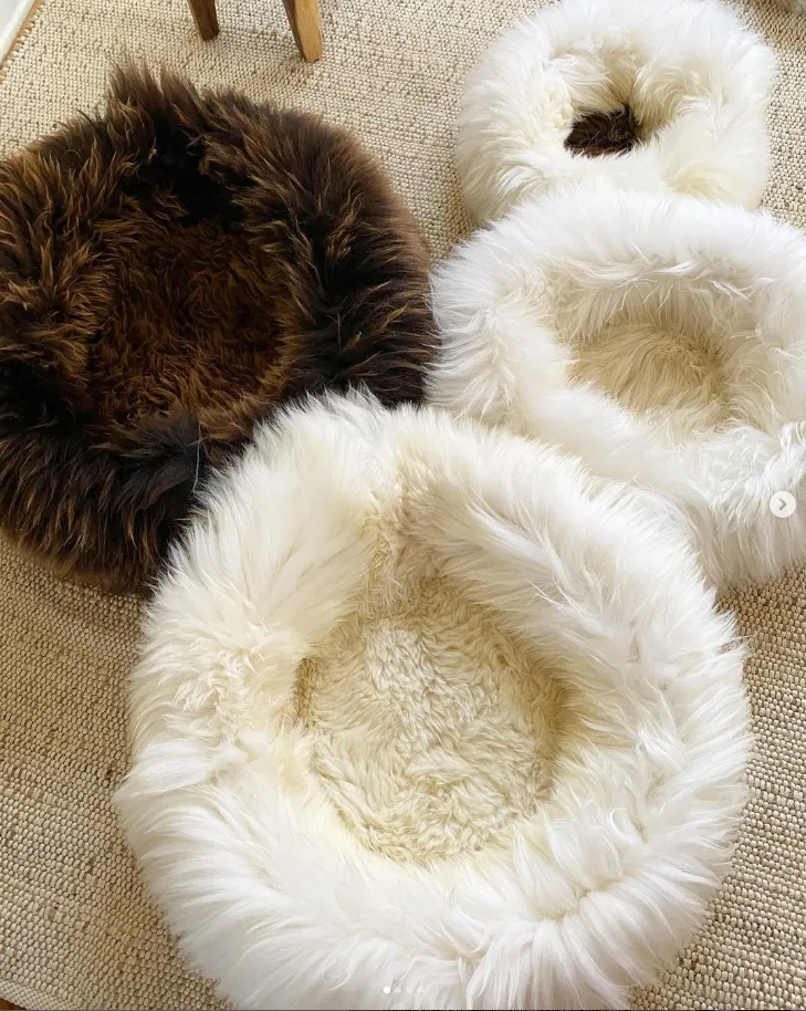 SMALL  Dark Brown Sheepskin Pet Bed