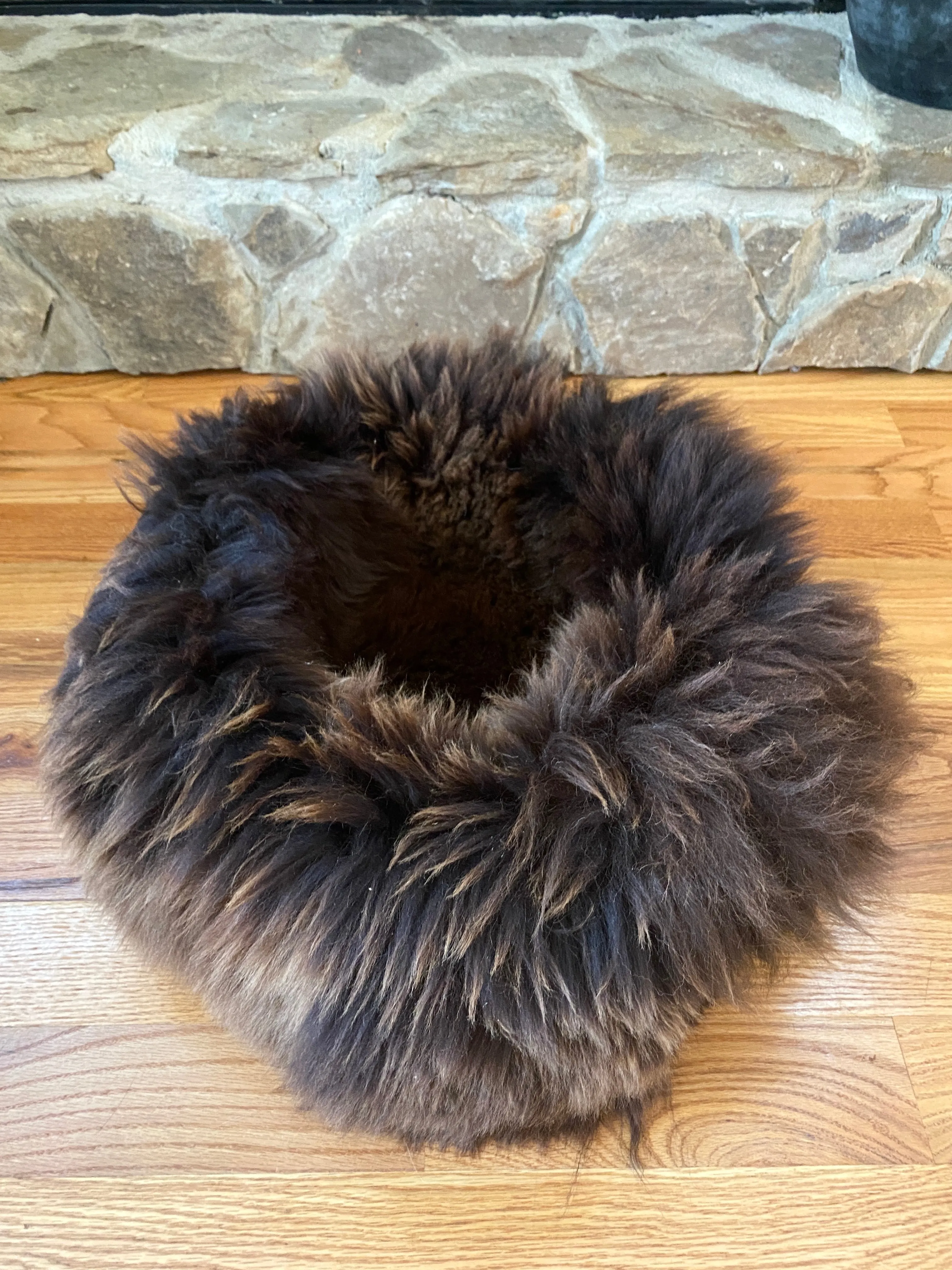 SMALL  Dark Brown Sheepskin Pet Bed