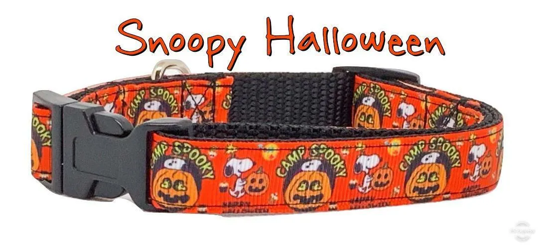 Snoopy Halloween dog collar adjustable buckle collar 5/8" wide or leash Petcollarshandmade