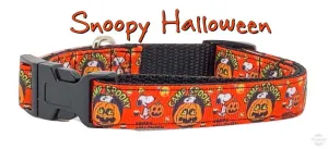 Snoopy Halloween dog collar adjustable buckle collar 5/8" wide or leash Petcollarshandmade