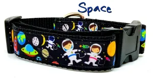 Space dog collar handmade adjustable buckle collar 1"wide or leash Petcollarshandmade