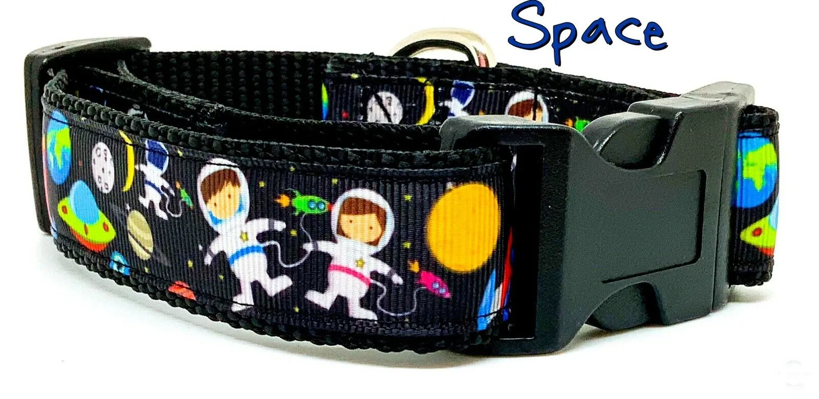 Space dog collar handmade adjustable buckle collar 1"wide or leash Petcollarshandmade